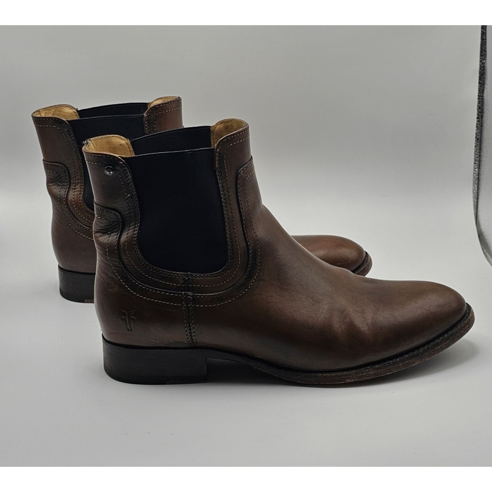 Frye Lindsay Gore Short Boots Womens Size‎ 8 1/2 B Brown Leather Ankle Chelsea